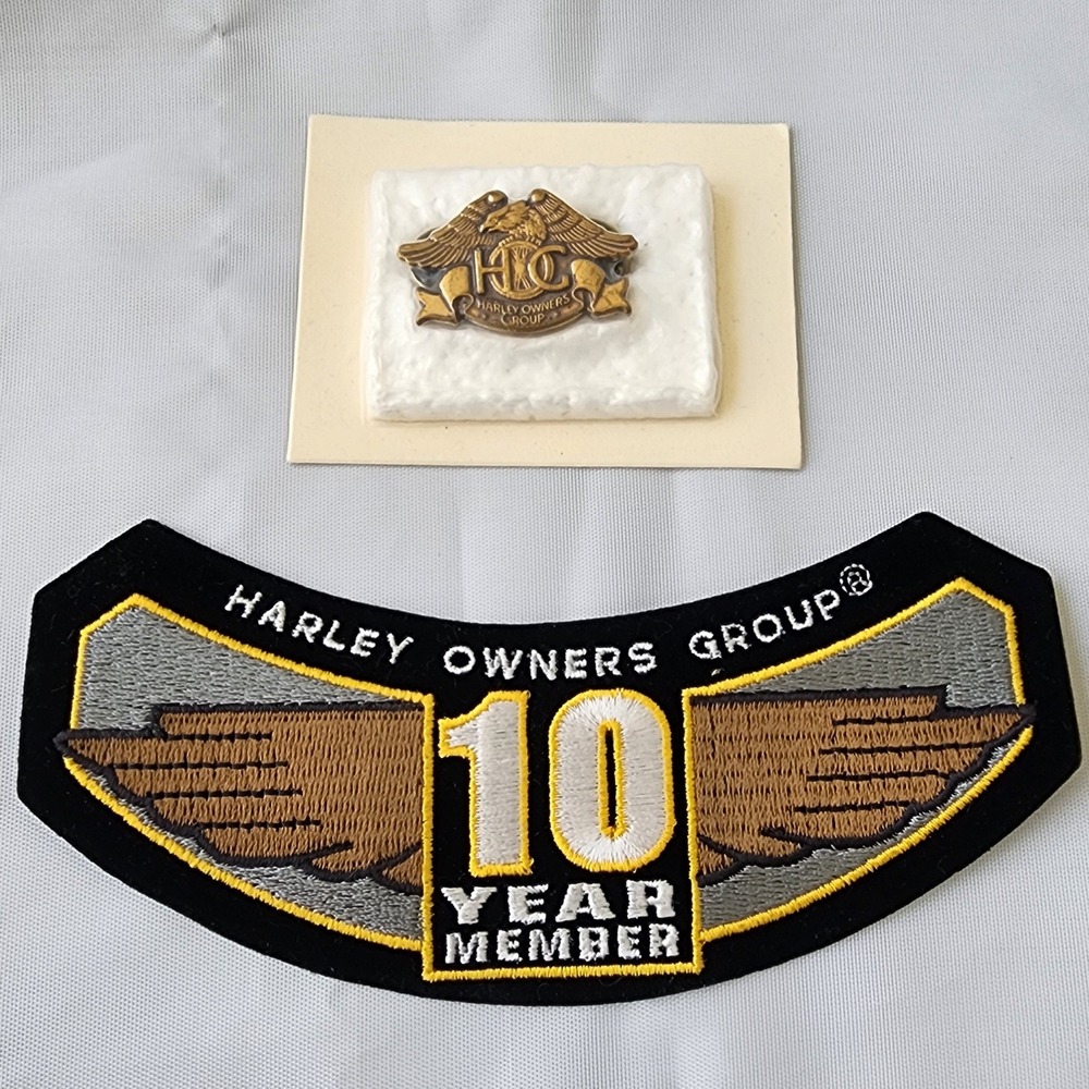 Harley Owners‎ Group HOG 10 Year Member Patch & Pin Biker Vest Badge